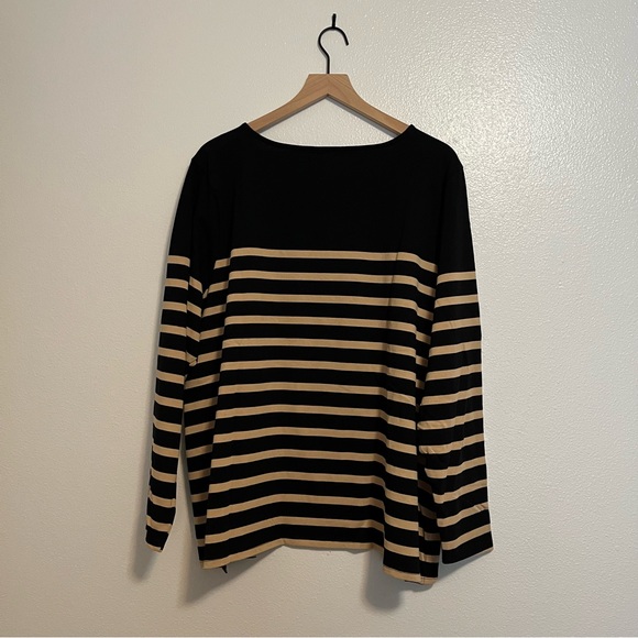 Maurices - Marina Colorblock Black Tan Striped Mixer Long Sleeve Tee Top - 2X - Picture 3 of 8